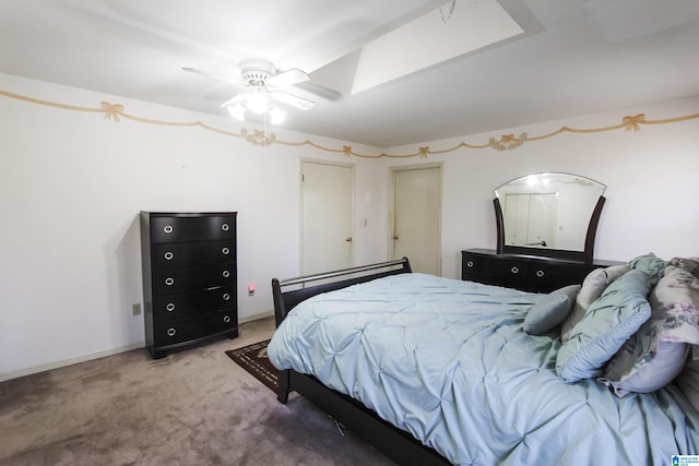 bedroom with carpet and ceiling fan