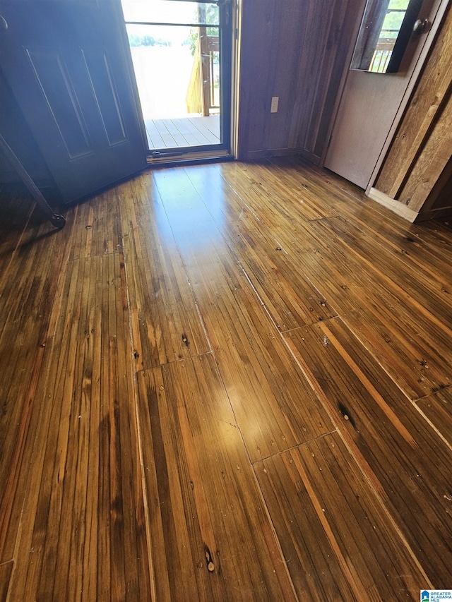 foyer entrance featuring dark hardwood / wood-style floors