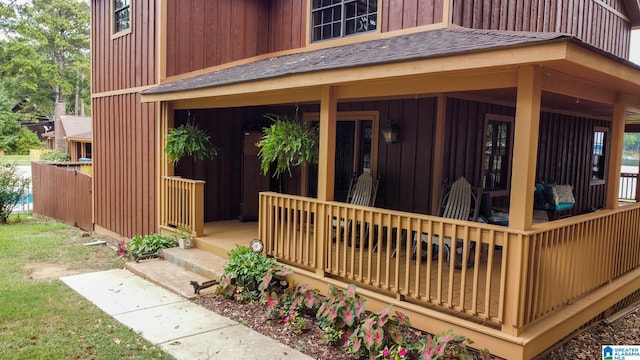 exterior space with covered porch