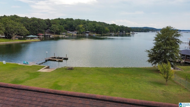 property view of water featuring a dock