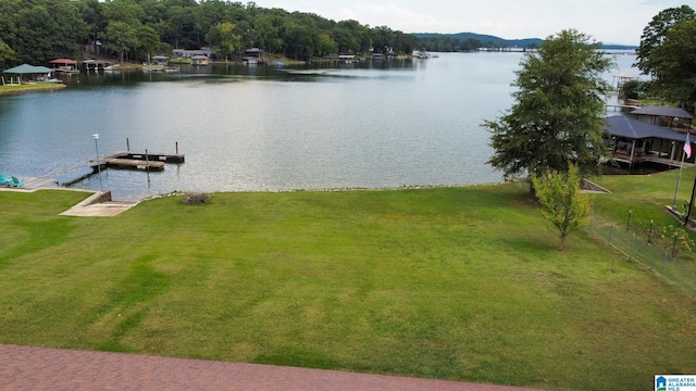 view of water feature with a boat dock