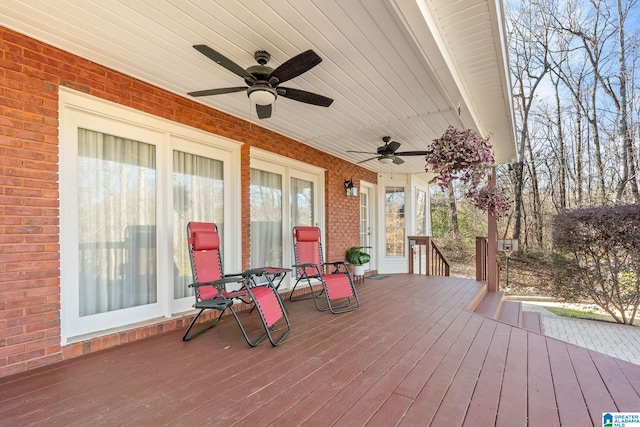 wooden terrace with ceiling fan