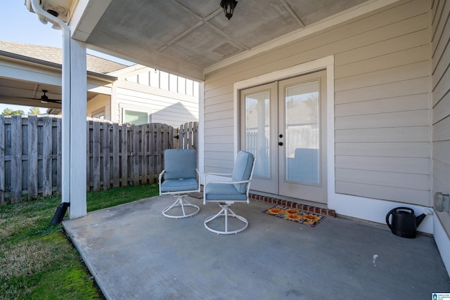 view of patio featuring french doors