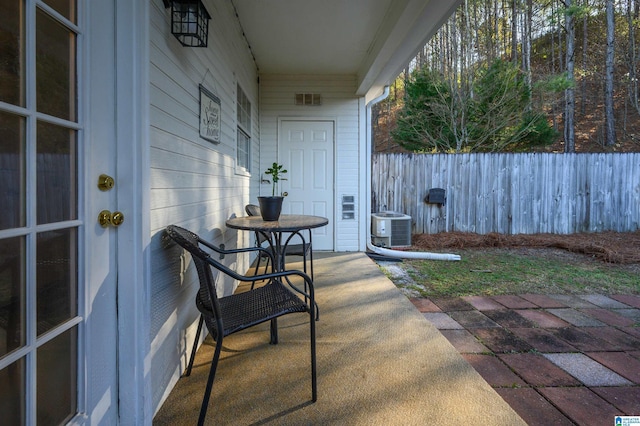 view of patio / terrace with central AC