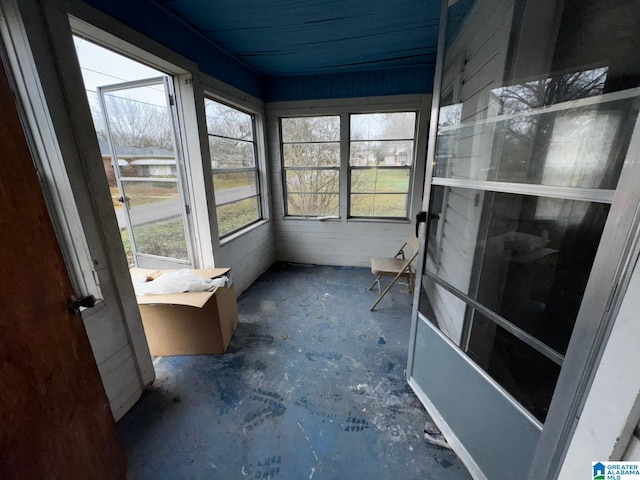 view of unfurnished sunroom