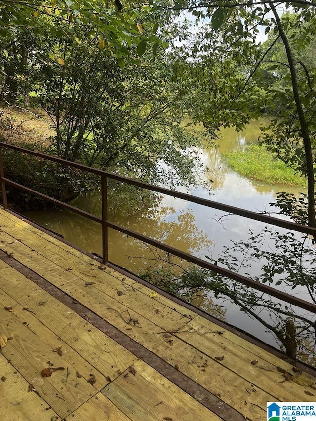 deck with a water view