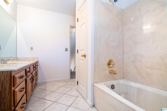 bathroom featuring tile patterned floors, vanity, and shower / bathtub combination