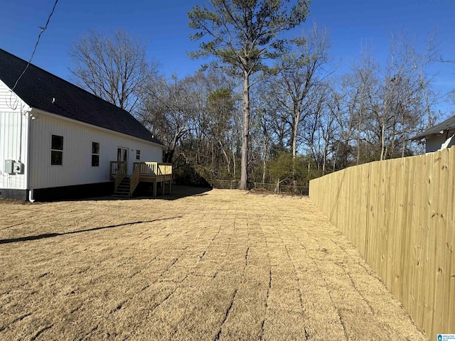 view of yard featuring a deck