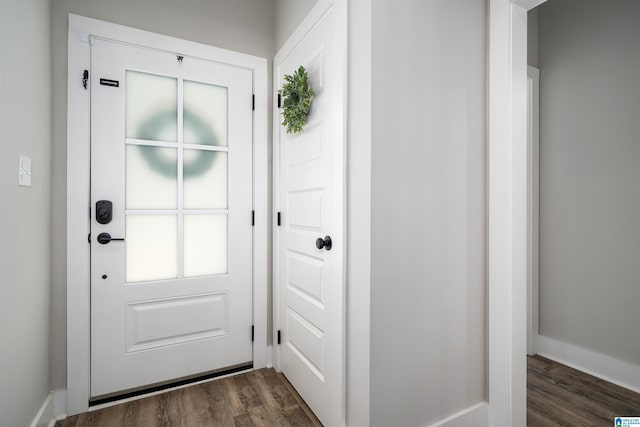 doorway to outside with dark hardwood / wood-style floors