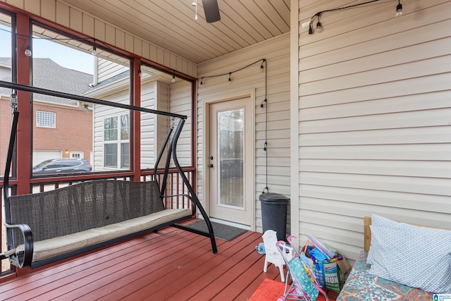 deck featuring ceiling fan