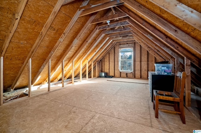 view of unfinished attic