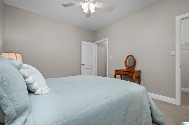 bedroom with carpet flooring and ceiling fan