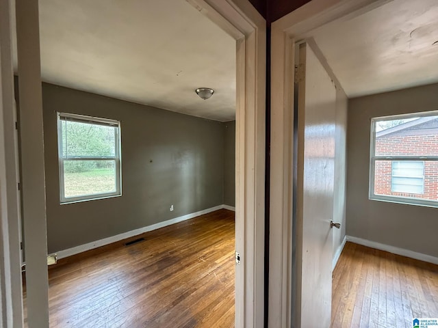 spare room featuring wood-type flooring