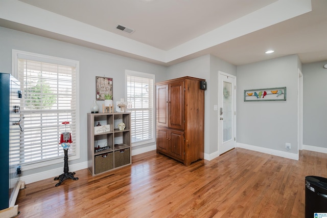 interior space with light hardwood / wood-style floors