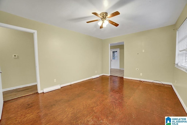 spare room featuring ceiling fan