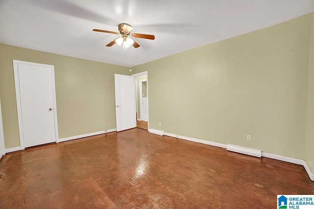 unfurnished room with ceiling fan