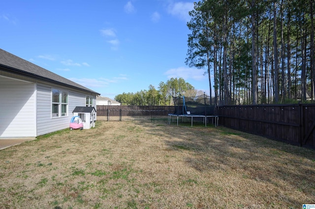 view of yard with a trampoline