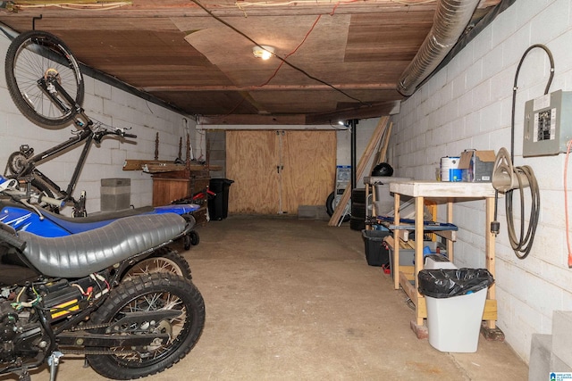 basement featuring wood ceiling