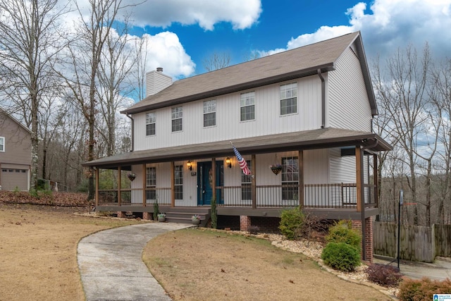 farmhouse inspired home with covered porch