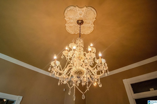 details with a notable chandelier