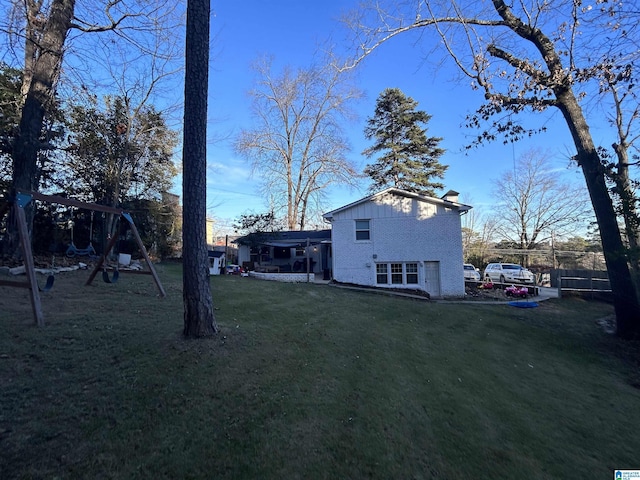 view of yard with a playground