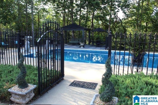 view of pool with a gazebo