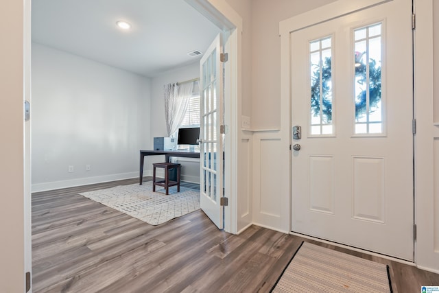 entryway featuring wood-type flooring