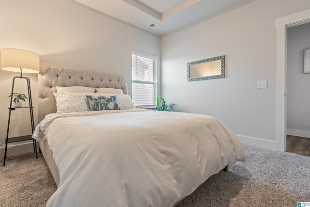 bedroom with a raised ceiling