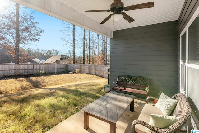 view of yard with ceiling fan