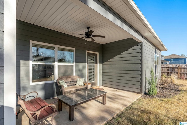 view of patio / terrace with ceiling fan