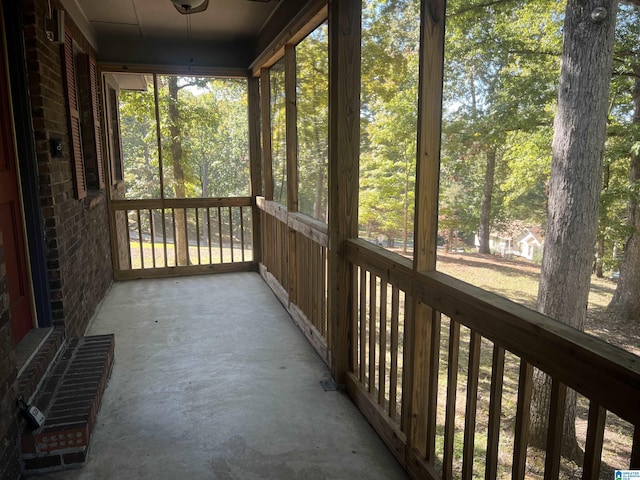 view of unfurnished sunroom