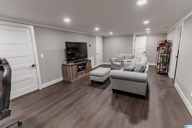 living room featuring dark hardwood / wood-style floors