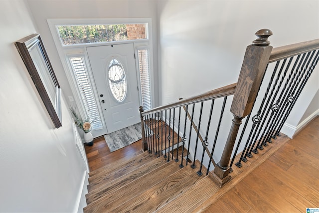 entrance foyer featuring dark hardwood / wood-style flooring