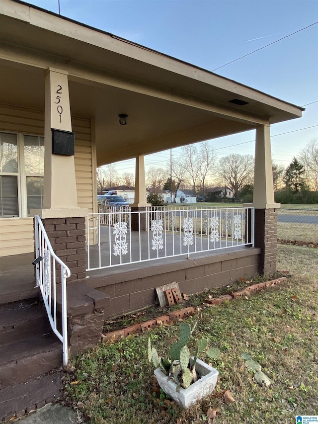 exterior space featuring covered porch