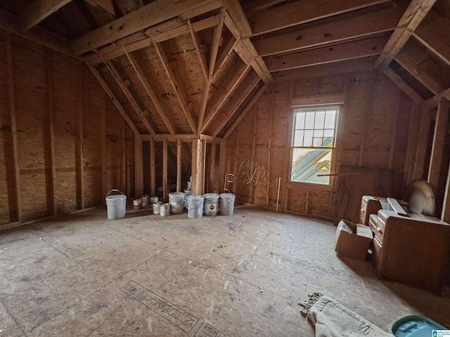 view of unfinished attic