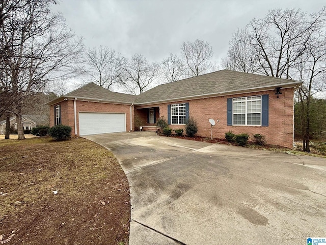 single story home with a garage