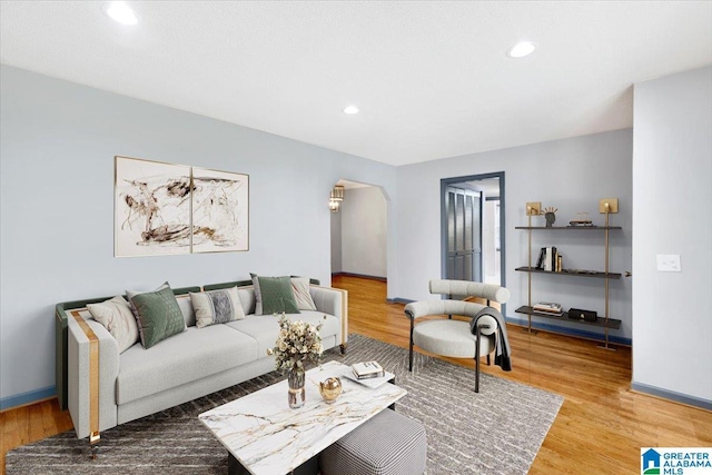 living room with hardwood / wood-style floors