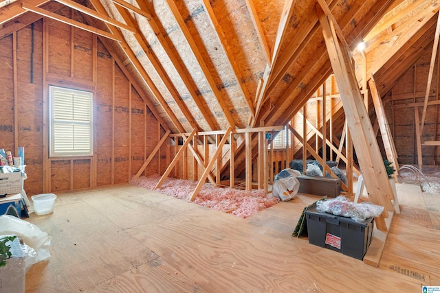 view of unfinished attic