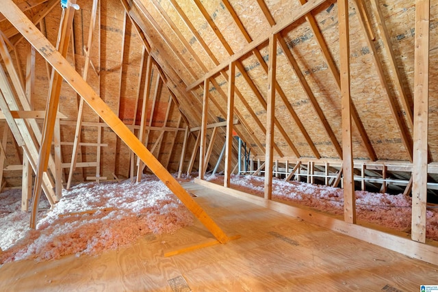 view of unfinished attic