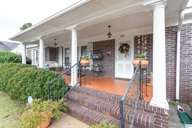 entrance to property with covered porch