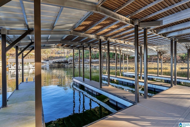 view of dock featuring a water view