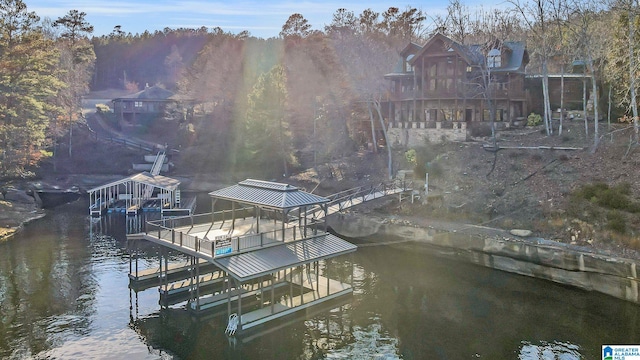 view of dock featuring a water view