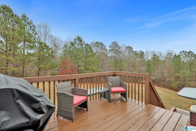 wooden terrace with grilling area