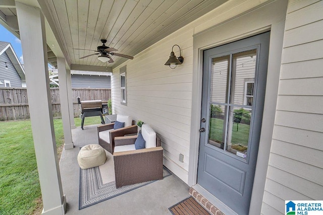 view of patio with ceiling fan