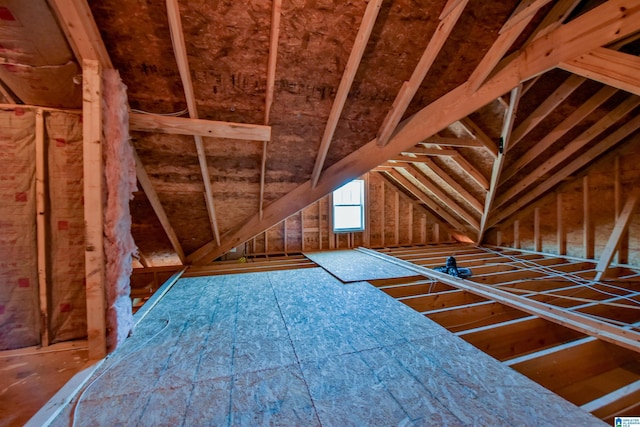 view of unfinished attic