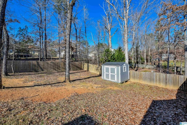 view of yard with a shed