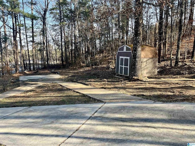 view of yard with a shed