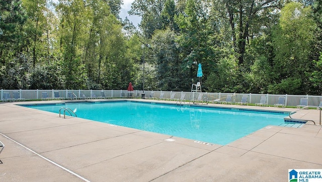 view of swimming pool with a patio