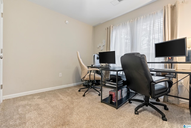 office with light carpet