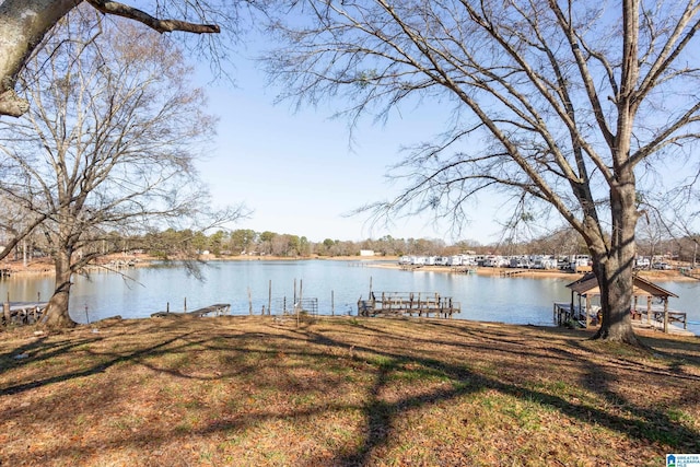 view of dock featuring a water view